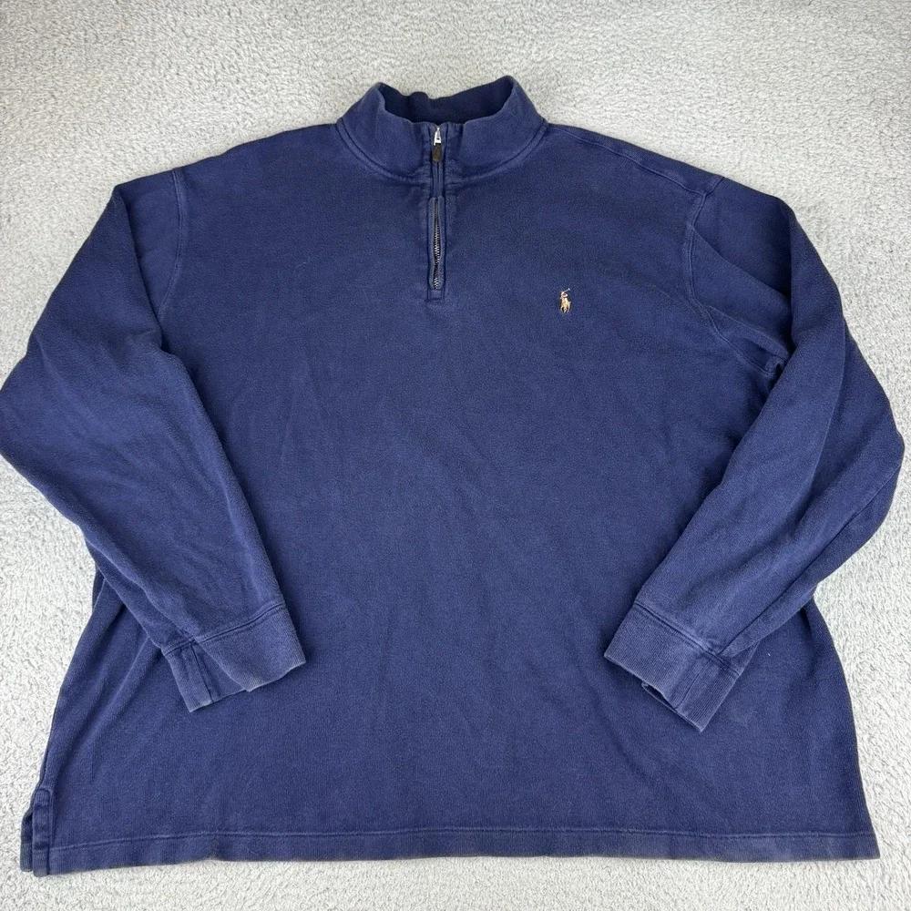 Polo Ralph Lauren Estate Rib 1/4 Zip Casual Pullover Sweater Men's‎ 2Xlt Navy